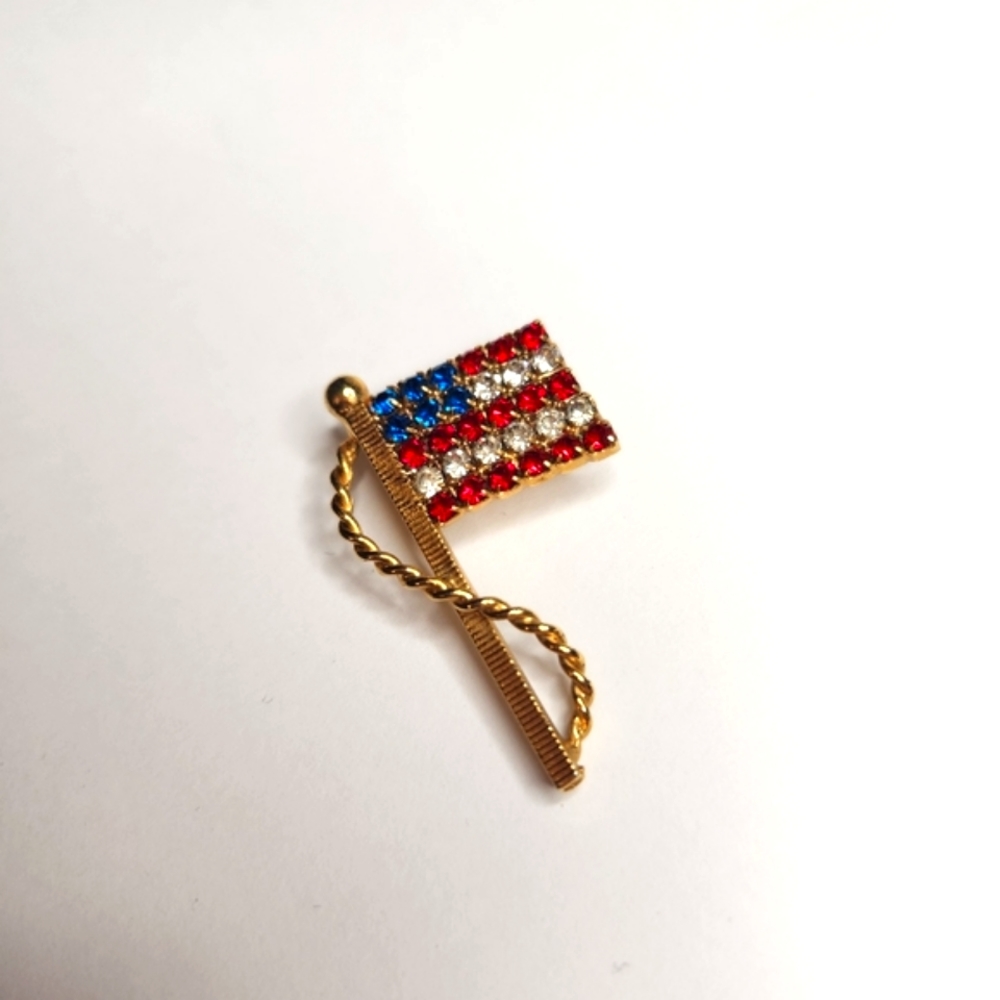Jeweled American Flag Brooch Pin